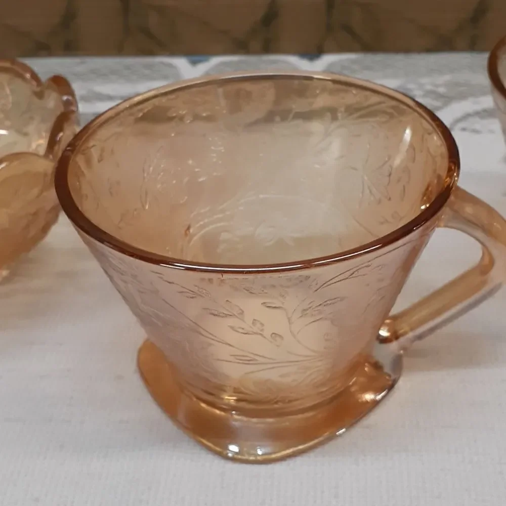 Jeanette Florigold carnival Depression glass,‎ 2 pc bundle